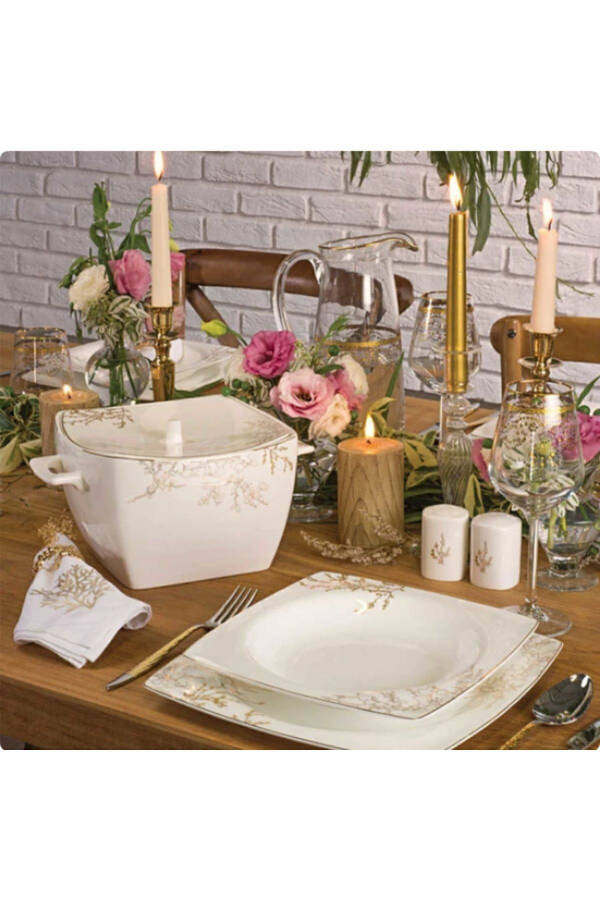 A8428 Bone Selection 60 Piece Square Dinner Set - 16