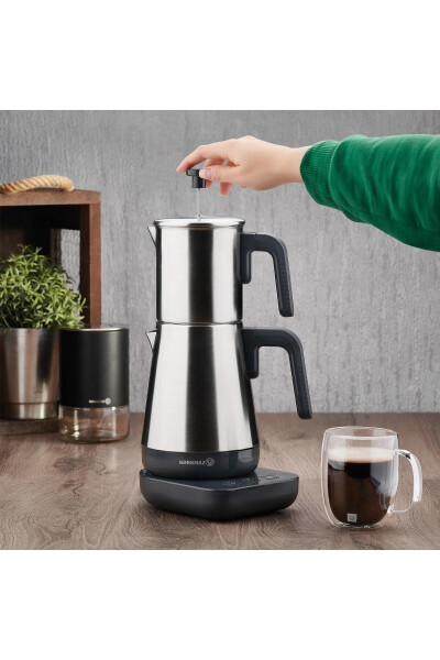 A850-01 Moderna Elektrikli Çay Makinesi French Press Özellikli Gri - 3