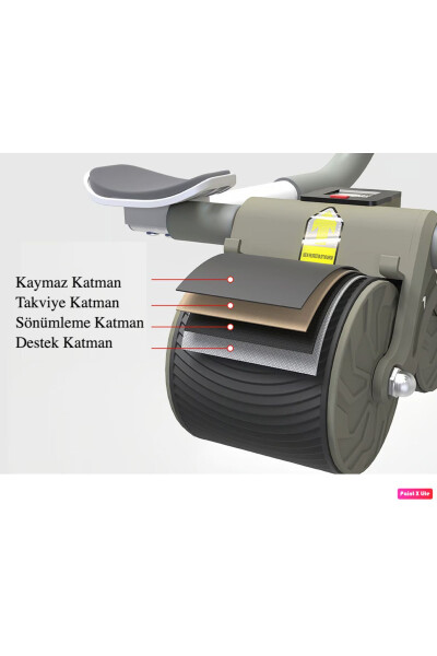 AB-04 Ab Roller Dirsek Destekli Otomatik Geri Tepme Özellikli Diz Matlı Karın Çalıştırıcı Spor Aleti - 2