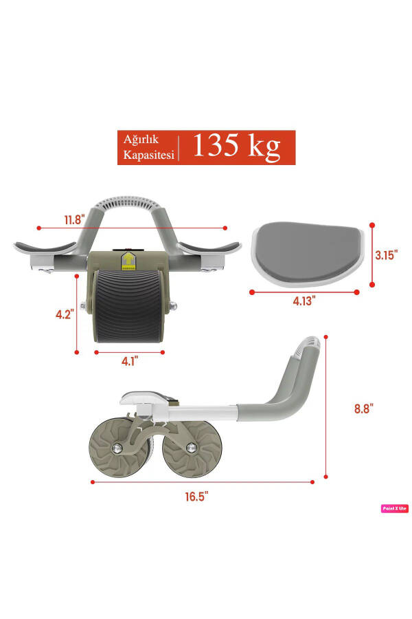 AB-04 Ab Roller Dirsek Destekli Otomatik Geri Tepme Özellikli Diz Matlı Karın Çalıştırıcı Spor Aleti - 4