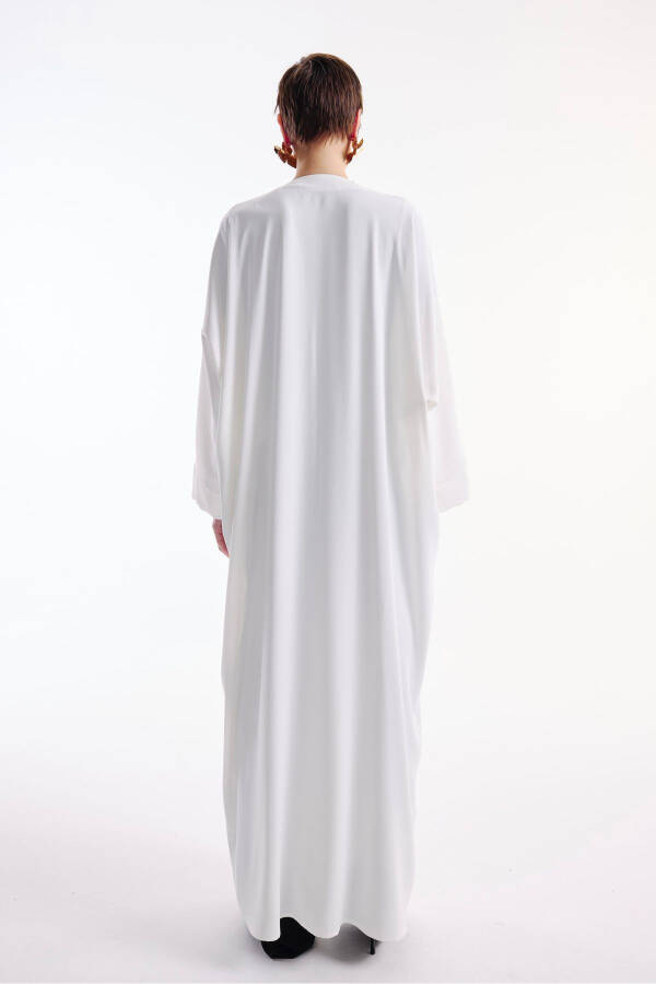 Abaya Fiyonk Detaylı Ekru - 6