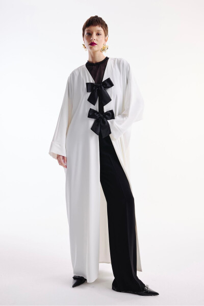 Abaya Fiyonk Detaylı Ekru - 2