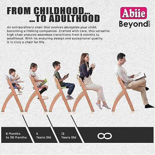 Abiie Beyond Junior Ahşap Yüksek Bebek Sandalyesi Tepsili - Dönüştürülebilir Bebek Yüksek Sandalyesi - Bebekler/Çocuklar İçin Ayarlanabilir Yüksek Sandalye - 6 Aydan 250 Lbs'a Kadar - Leke ve Suya Dayanıklı Doğal Ahşap/Zeytin Minderi - 40