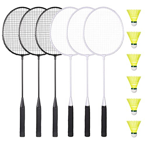 AboveGenius Badminton Rackets Set of 6 for Outdoor Backyard Games, Including 6 Rackets, 6 Nylon Badminton Shuttlecocks, Lightweight Badminton Racquets for Beginners - 1