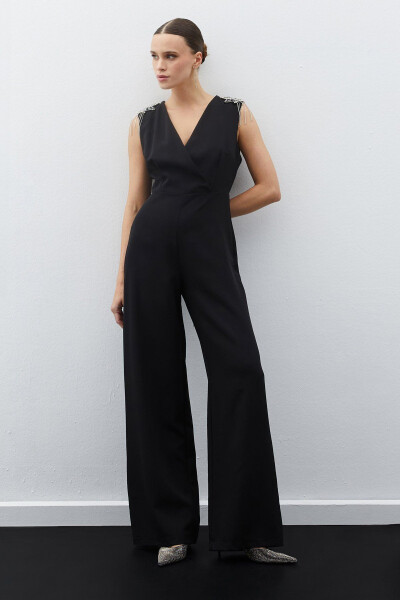 Accessorized Jumpsuit - BLACK - 1