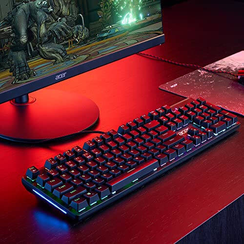 Acer Nitro Gen 2 Wired Gaming Keyboard - RGB Illuminated Keyboard | 100% Anti-Ghosting (N-Key Rollover) | Mechanical Axis | Ergonomic Arc Keycaps | Embedded Multimedia Keys - 3