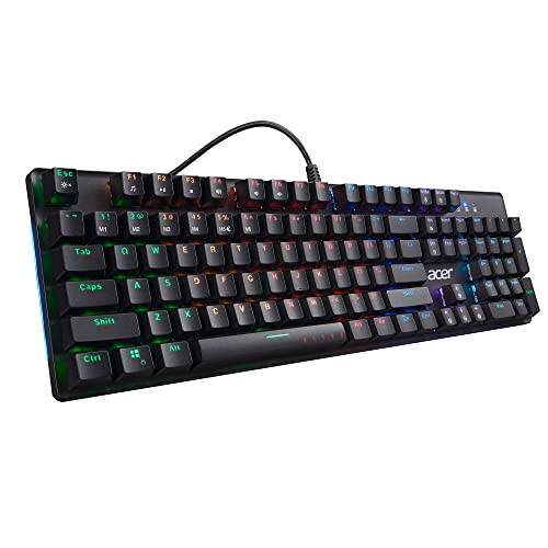 Acer Nitro Gen 2 Wired Gaming Keyboard - RGB Illuminated Keyboard | 100% Anti-Ghosting (N-Key Rollover) | Mechanical Axis | Ergonomic Arc Keycaps | Embedded Multimedia Keys - 5