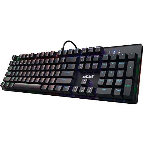 Acer Nitro Gen 2 Wired Gaming Keyboard - RGB Illuminated Keyboard | 100% Anti-Ghosting (N-Key Rollover) | Mechanical Axis | Ergonomic Arc Keycaps | Embedded Multimedia Keys - 6