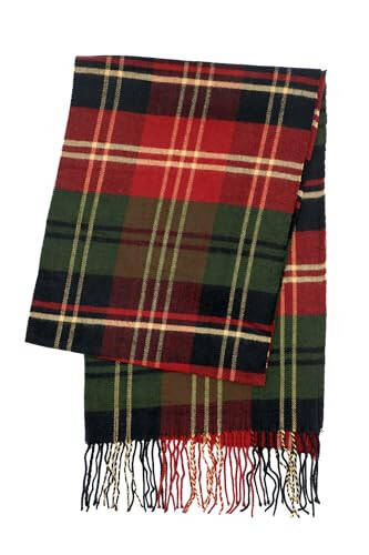 Achillea İskoç Tartan Desenli Eşarp, Klasik Kış Eşarbı, Yumuşak Kaşmir Hissi Erkek ve Kadın Eşarpları - 5