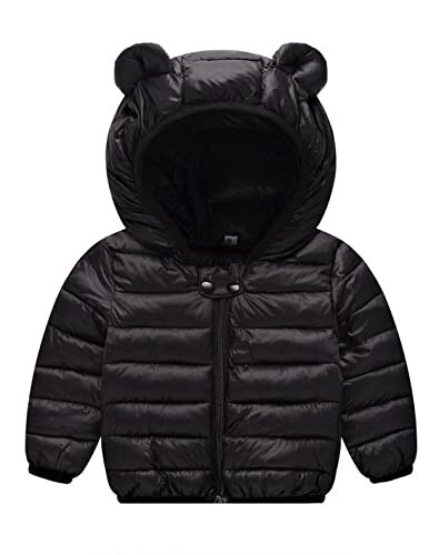 Achiyi Winter Coats Puffer Padded Jacket for Toddler Boys Girls Kids Light Outwear Cute Bear Ears with Hoods Clothing - 1