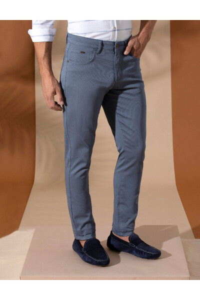 Açık mavi slim fit 5 cep chino pantolon - 9