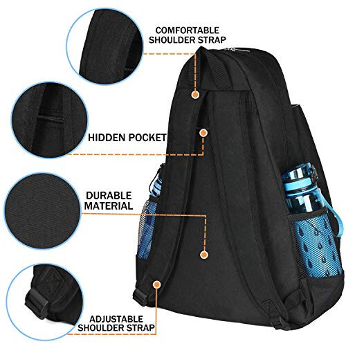 ACOSEN Tennis Bag Tennis Backpack - Ayollar va erkaklar uchun katta tennis sumkalari, tennis raketkasi, piklbol raketkasi, badminton raketkasi, skvoş raketkasi, to'plar va boshqa aksessuarlarni joylashtirish uchun - 3