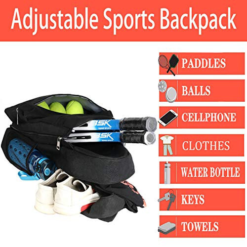 ACOSEN Tennis Bag Tennis Backpack - Ayollar va erkaklar uchun katta tennis sumkalari, tennis raketkasi, piklbol raketkasi, badminton raketkasi, skvoş raketkasi, to'plar va boshqa aksessuarlarni joylashtirish uchun - 5