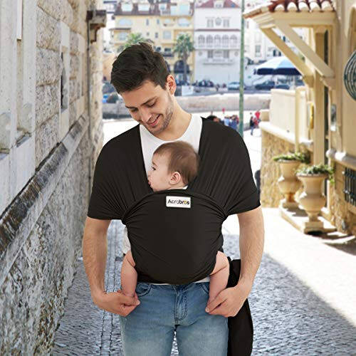 Acrabros Bebek Sarıcı, Eller Serbest Bebek Taşıyıcı Sling, Hafif, Nefes Alabilen, Yumuşak, Yeni Doğan Bebekler ve Bebekler İçin Mükemmel Duş Hediyesi, Siyah - 24