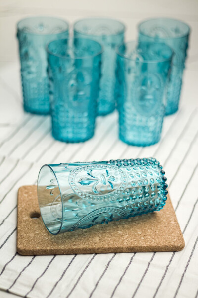 Acrylic Aquamarine Set of 6 Tall Glasses & Water Beverage Glasses 750 ml (Large Size & Not Glass) - 1