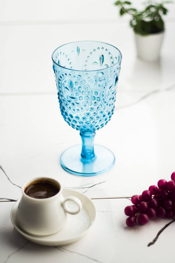 Acrylic Aquamarine Single Goblet & Water Beverage Coffee Side Glass 450 ml (Not Glass) - 6