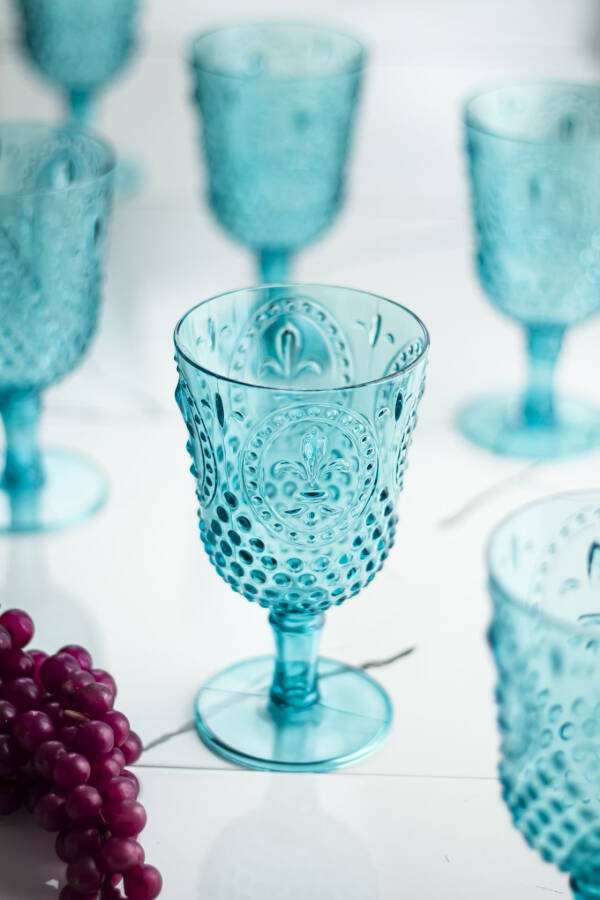 Acrylic Aquamarine Single Goblet & Water Beverage Coffee Side Glass 450 ml (Not Glass) - 1