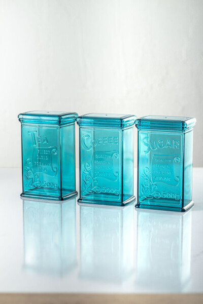 Acrylic Aquamarine Sugar Coffee Tea Jar 500 Ml (Vacuum Lid) - 3