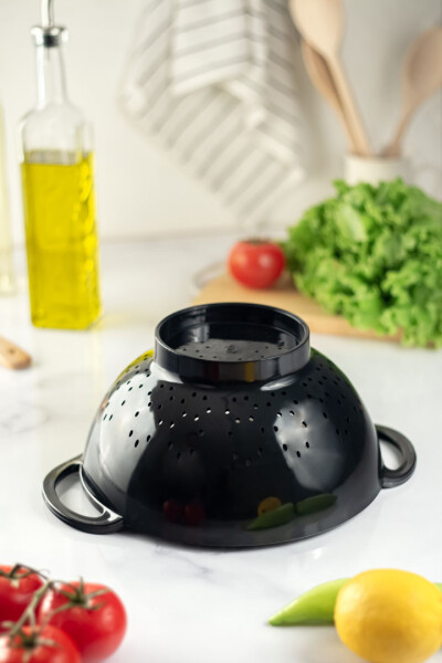 Acrylic Black Pasta Strainer & Vegetable Fruit Strainer - 4