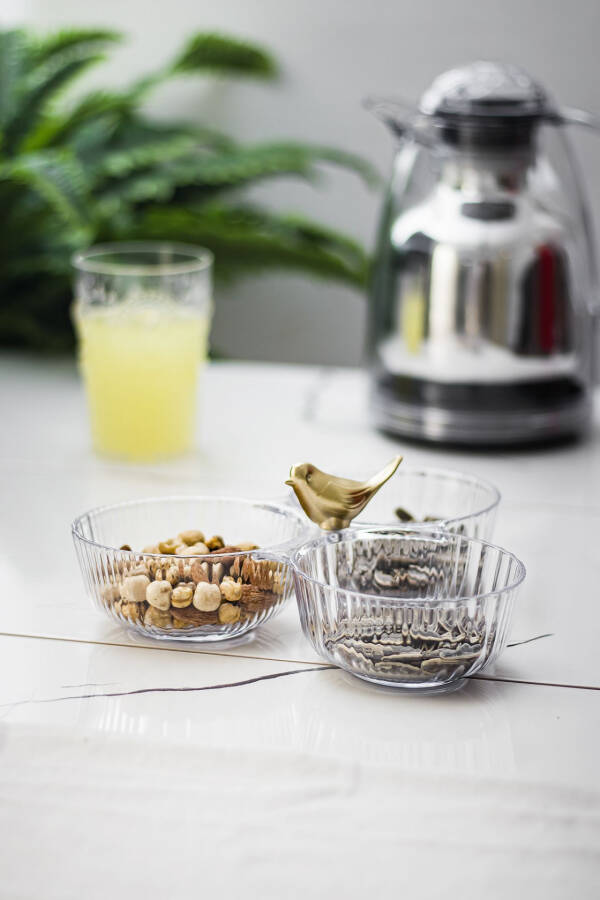 Acrylic Gold Bird Cookie Jar Serving Dish Sugar Bowl Transparent ( NOT GLASS & PORCELAIN ) - 2