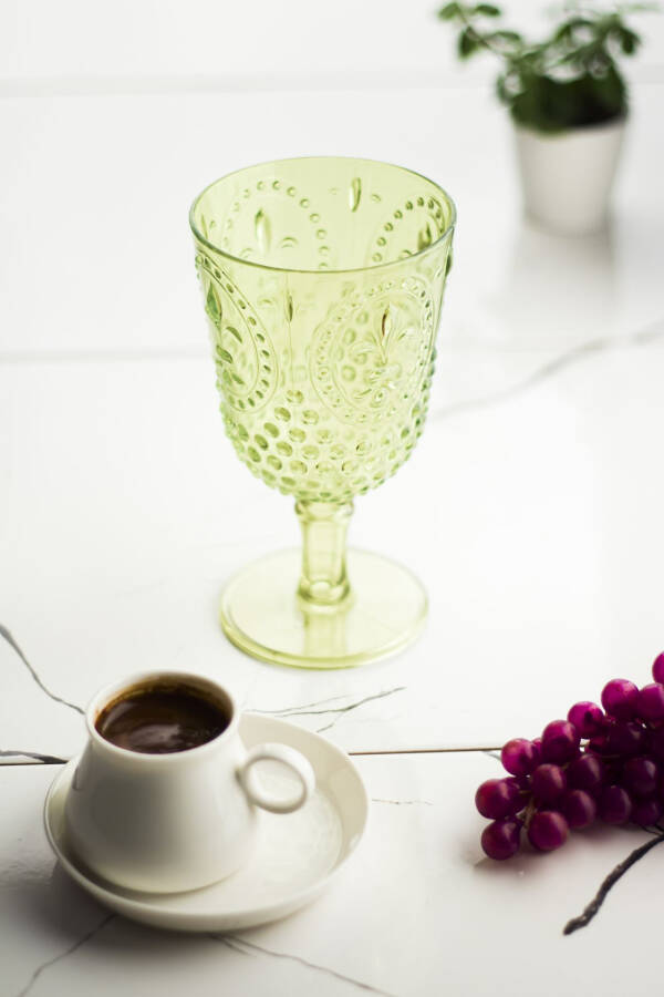 Acrylic Green Single Goblet & Water Soft Drink Coffee Side Glass 450 ml (Not Glass) - 2