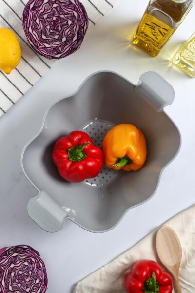 Acrylic Grey Pasta Strainer & Vegetable Fruit Strainer - 2