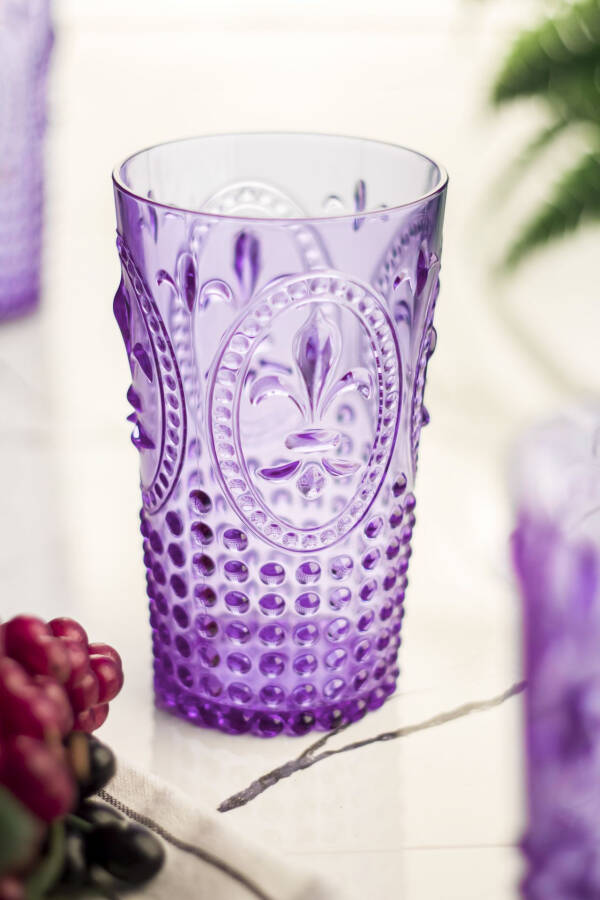 Acrylic Purple 6-Piece Tall Glass & Water Beverage Glass 750 ml (Large Size & Not Glass) - 2