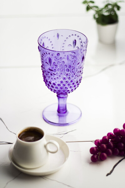 Acrylic Purple Single Goblet & Water Beverage Coffee Side Glass 450 ml (Not Glass) - 2