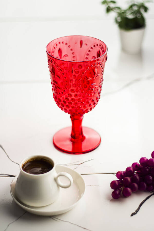 Acrylic Red Single Wine Glass & Water Soft Drink Coffee Side Cup 450 ml ( Not Glass ) - 2