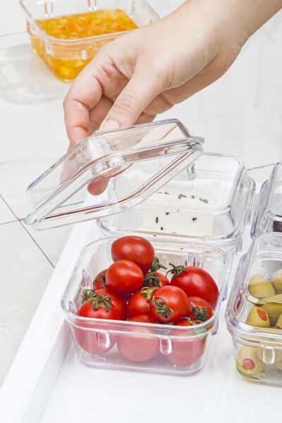 Acrylic White 6-Piece Breakfast Set with Lids & Storage Container (Not Glass) - 7