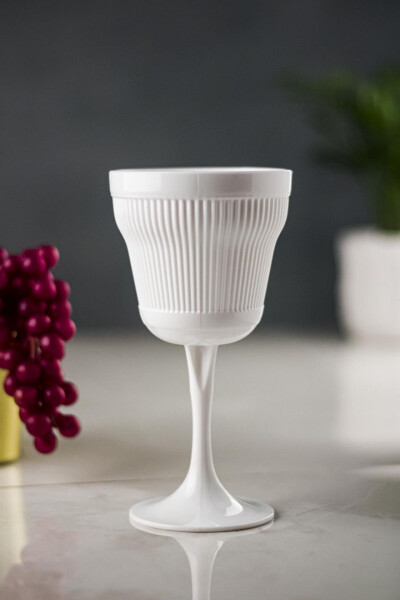 Acrylic White Single Goblet & Water Soft Drink Coffee Side Glass 300 ml ( Not Glass ) - 5