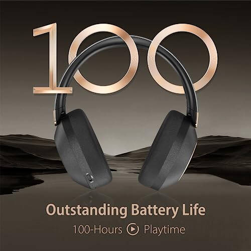 Active Noise Cancelling Headphones, 100H Playtime Headphones Wireless Bluetooth, Bluetooth Headphones with Microphone, Over Ear Wireless Headphones with Deep Bass,Fast Charging for Travel,Office,Home - 2