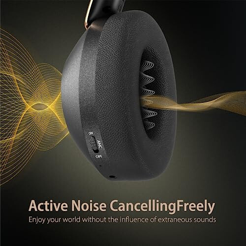 Active Noise Cancelling Headphones, 100H Playtime Headphones Wireless Bluetooth, Bluetooth Headphones with Microphone, Over Ear Wireless Headphones with Deep Bass,Fast Charging for Travel,Office,Home - 4