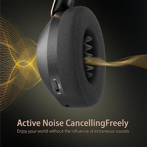 Active Noise Cancelling Headphones, 100H Playtime Headphones Wireless Bluetooth, Bluetooth Headphones with Microphone, Over Ear Wireless Headphones with Deep Bass,Fast Charging for Travel,Office,Home - 4