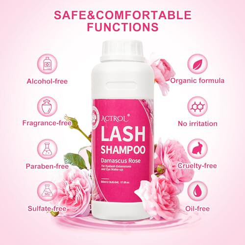 ACTROL Lash Extension Cleanser Rose 500ml Eyelash Shampoo Lash Cleanser Foam with Salon and Home Care - 4