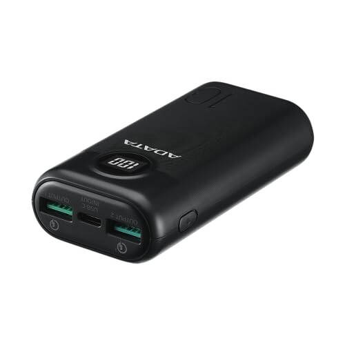 ADATA P10000QCD 10000mAh Qualcomm QC 3.0 / USB PD 3.0 Dual USB-A (18W) & USB-C Fast Charging (18W) Power Bank Portable Charger (AP10000QCD-DGT-CBK) - 3