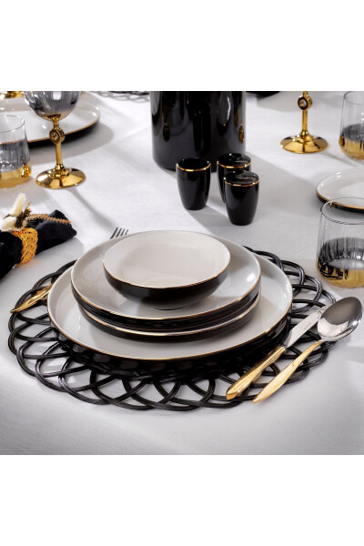 Adel Black Dinner Set - 56 Pieces - Black - 4