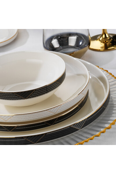 Adel Line Dinner Set - 56 Pieces - Gold - 11