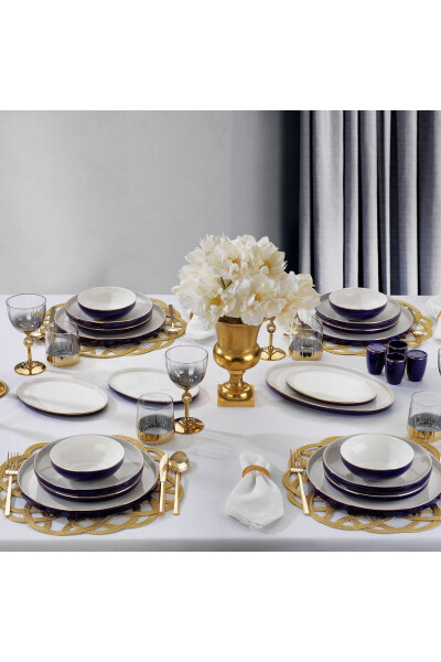 Adel Navy Blue Dinner Set - 56 Pieces - 2