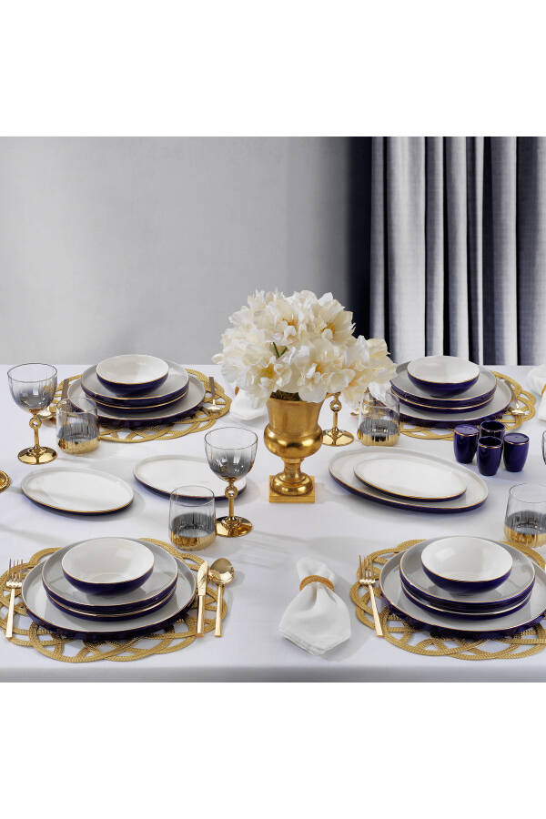 Adel Navy Blue Dinner Set - 56 Pieces - 9