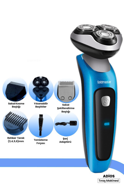 Adios 2in1 Wet Dry Flexible Play Head IPX6 Waterproof Zero Shaver Men's Grooming Set - 25