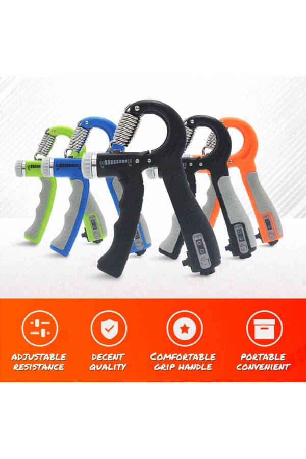 Adjustable Single Hand Grip Wrist Strengthener Vein Definier with Counter 5-60 Kg - 2