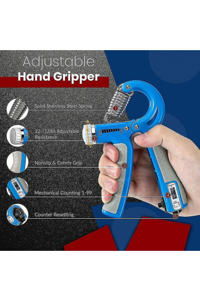 Adjustable Single Hand Grip Wrist Strengthener with Counter and Vein Enhancement 5-60 Kg - 2