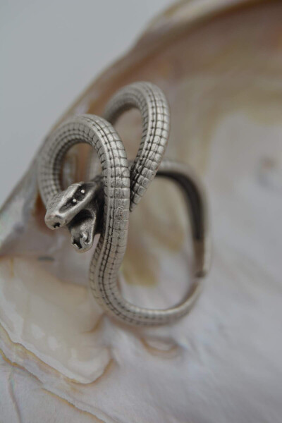 Adjustable Stone Age Snake Figure Ring - 3