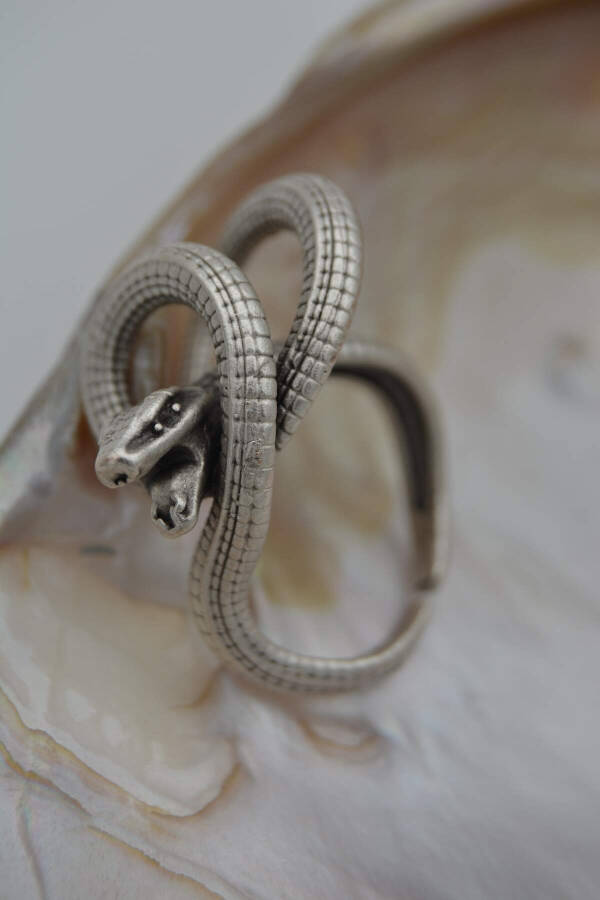 Adjustable Stone Age Snake Figure Ring - 3