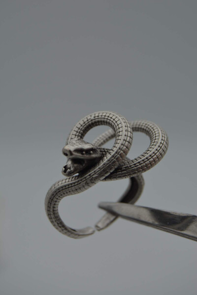 Adjustable Stone Age Snake Figure Ring - 6