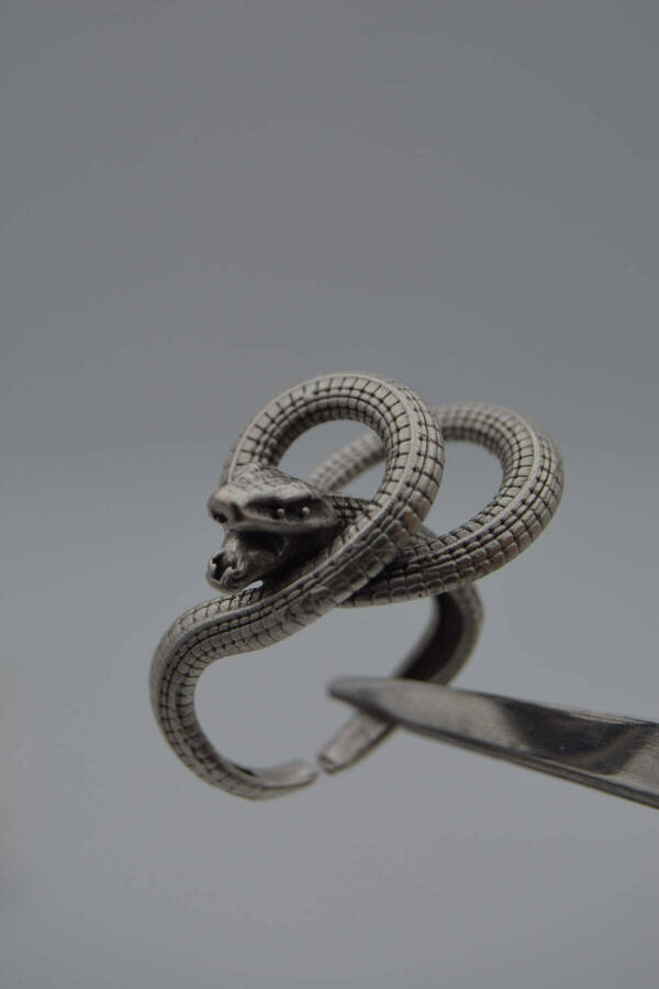 Adjustable Stone Age Snake Figure Ring - 6