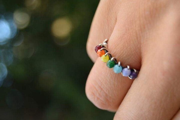 Adjustable Yoga Woman Ring with Crystal Stone - 2