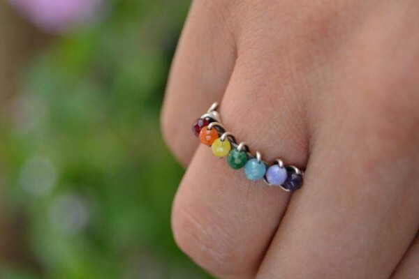 Adjustable Yoga Woman Ring with Crystal Stone - 3