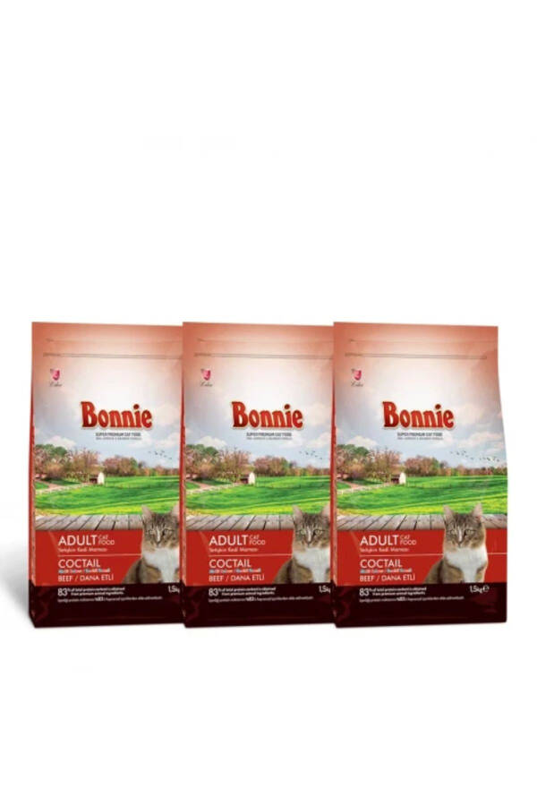 Adult Cat Food with Colorful Grain and Beef 1.5 Kg X 3 Pieces - 1